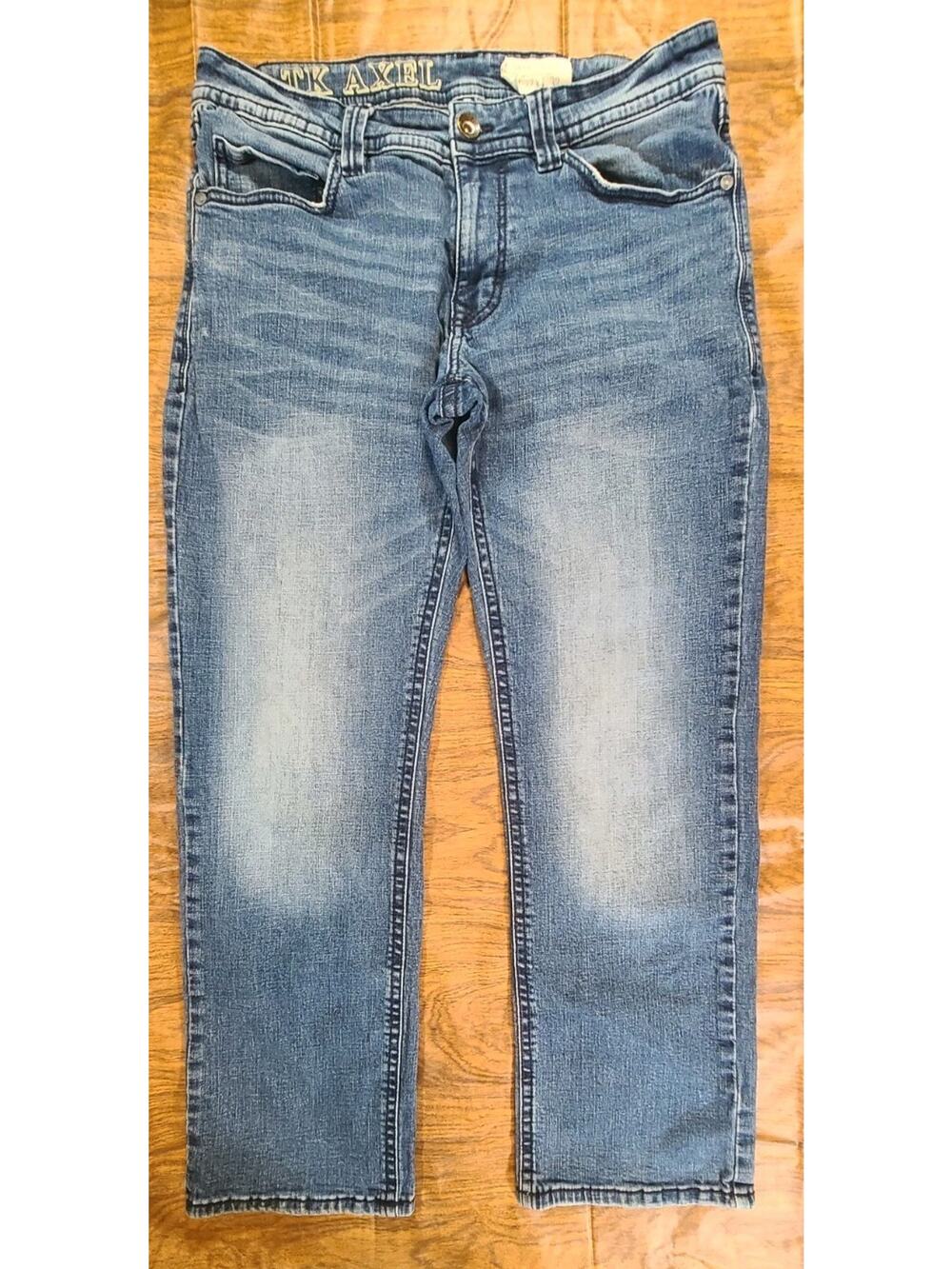 TK Axel Jeans Men's 32x32 Distressed Slim Bootcut Med Wash Stretch Y2K Grunge